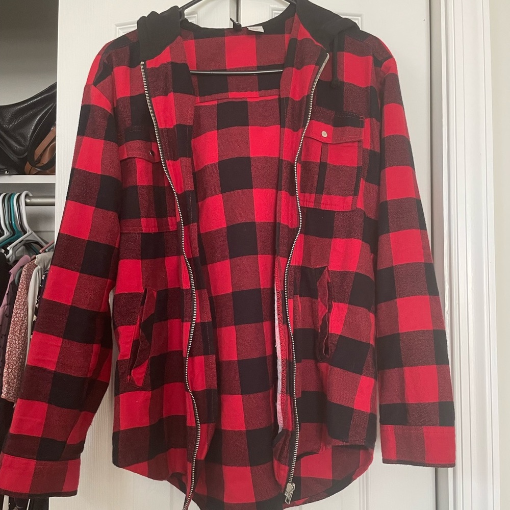 Plaid Cotton on Hooded Jacket